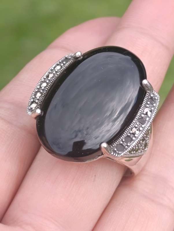 Mens Designer Fayed Sterling Onyx Ring