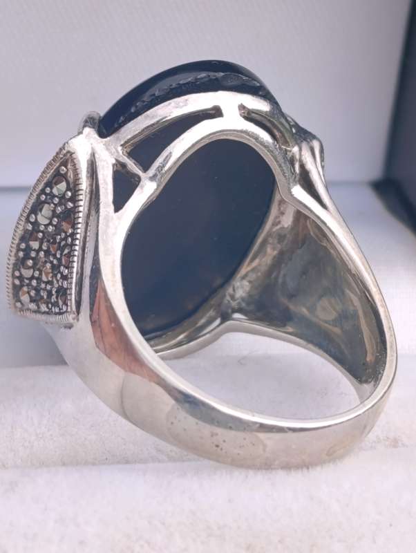 Mens Designer Fayed Sterling Onyx Ring