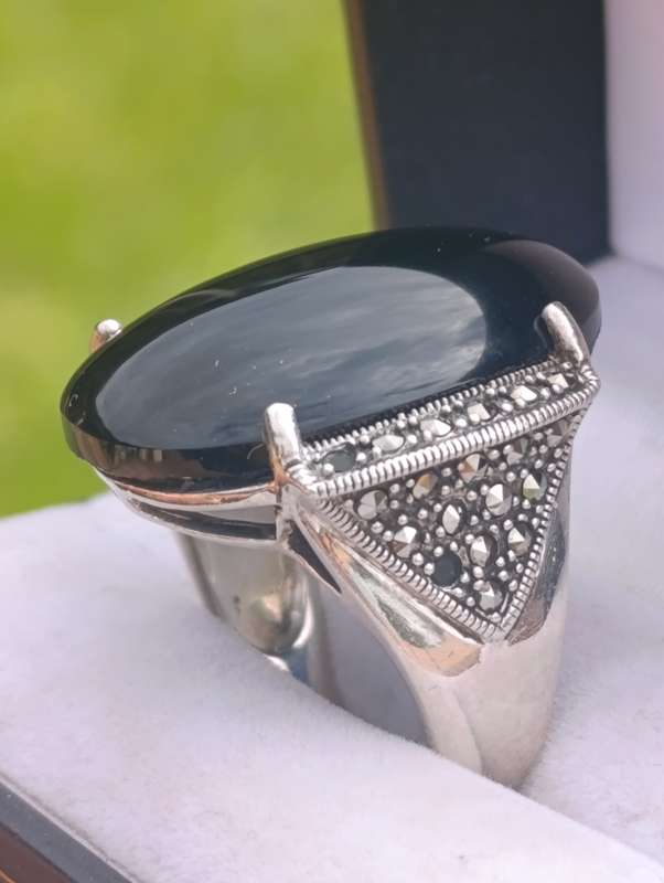 Mens Designer Fayed Sterling Onyx Ring