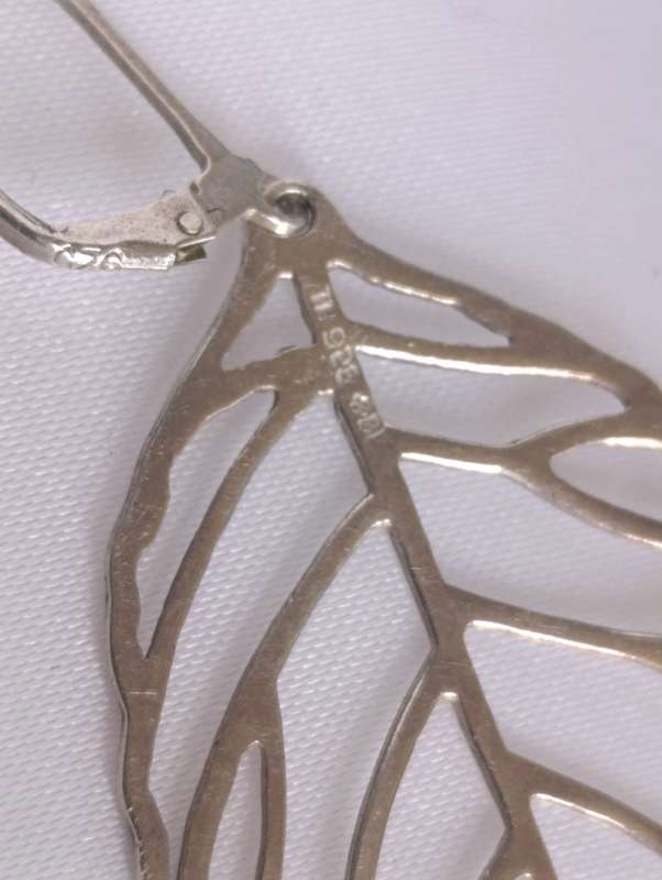 Sterling Vintage Designer Large Leaf Earrings
