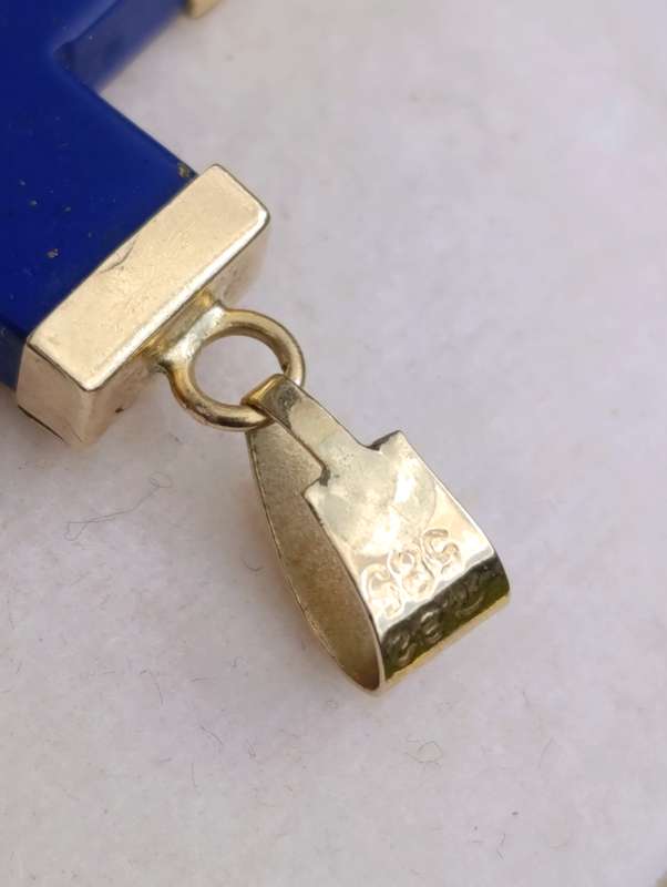 14ct Gold Lapis Lazuli Cross Pendant