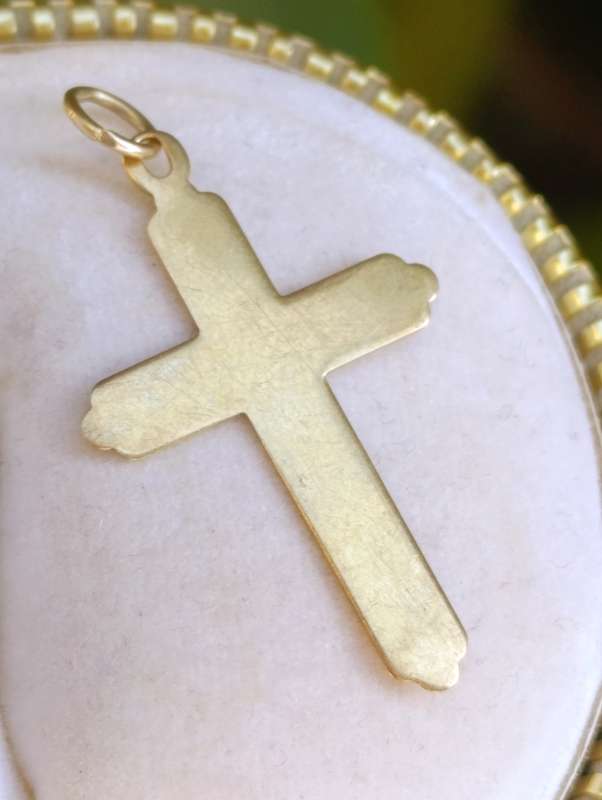 9ct Gold Vintage Plain Cross Pendant
