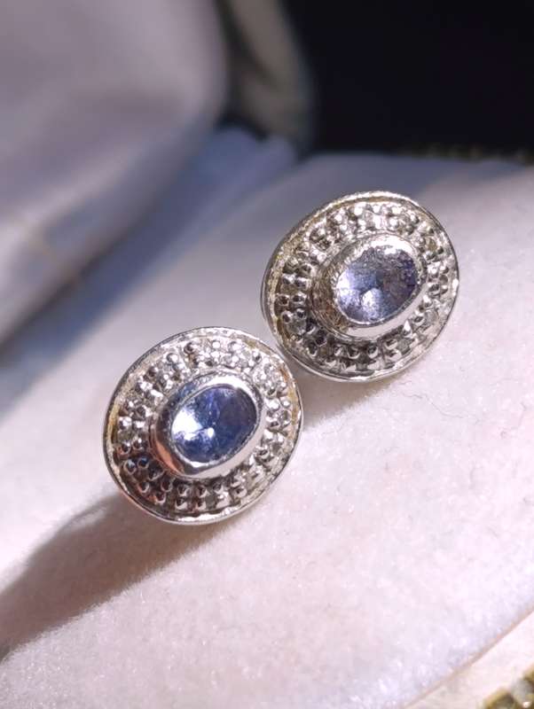 9ct Gold Diamond Tanzanite Earrings