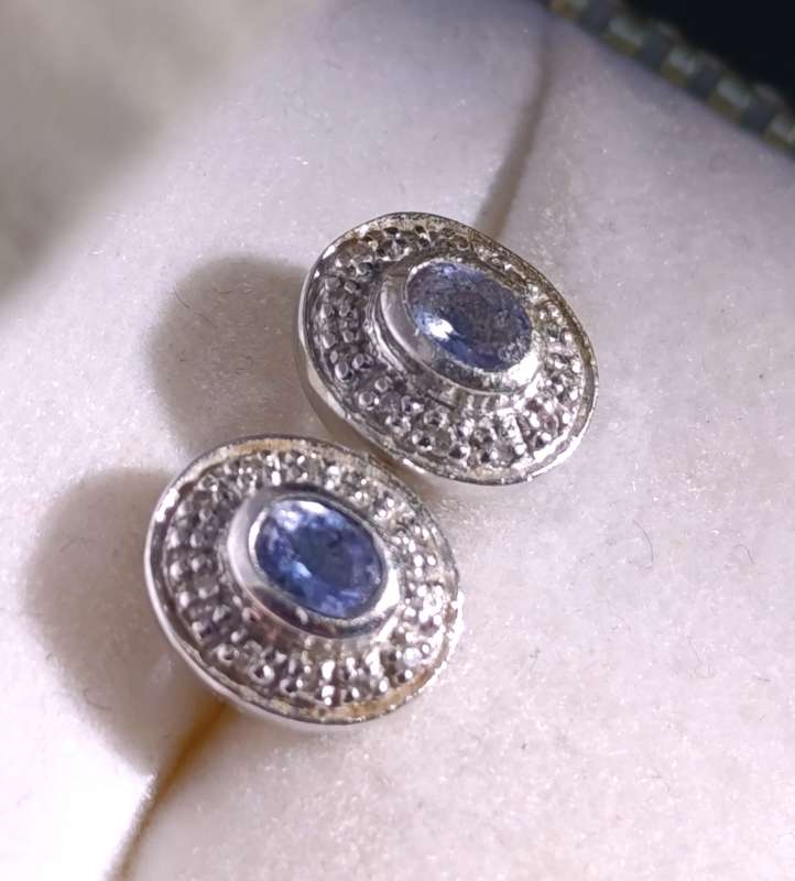 9ct Gold Diamond Tanzanite Earrings