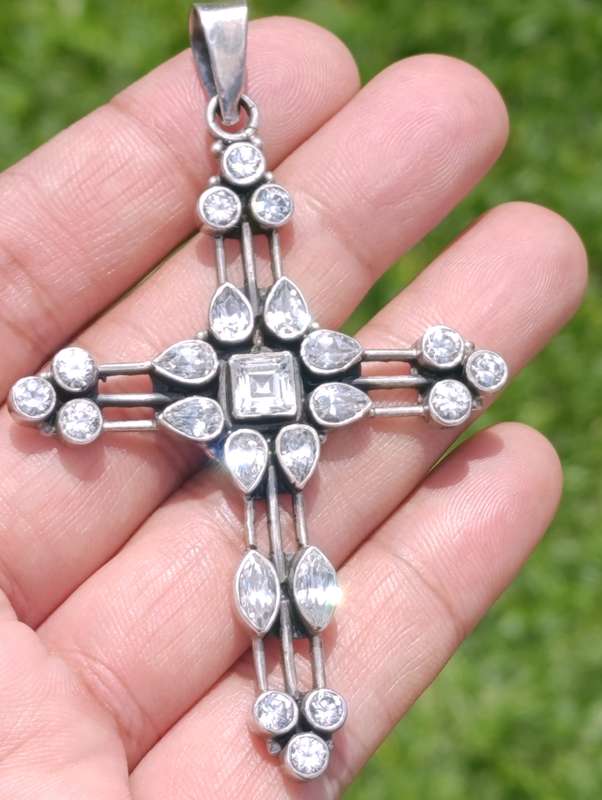 Large Sterling Vintage Cross Pendant