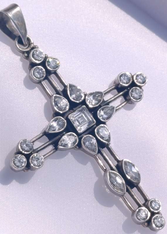 Large Sterling Vintage Cross Pendant
