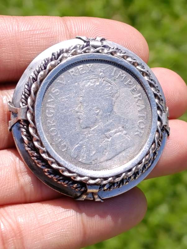 Large Vintage Silver Coin Pendant/Brooch