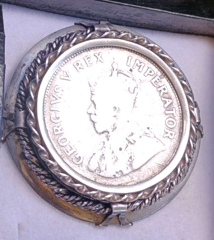 Large Vintage Silver Coin Pendant/Brooch