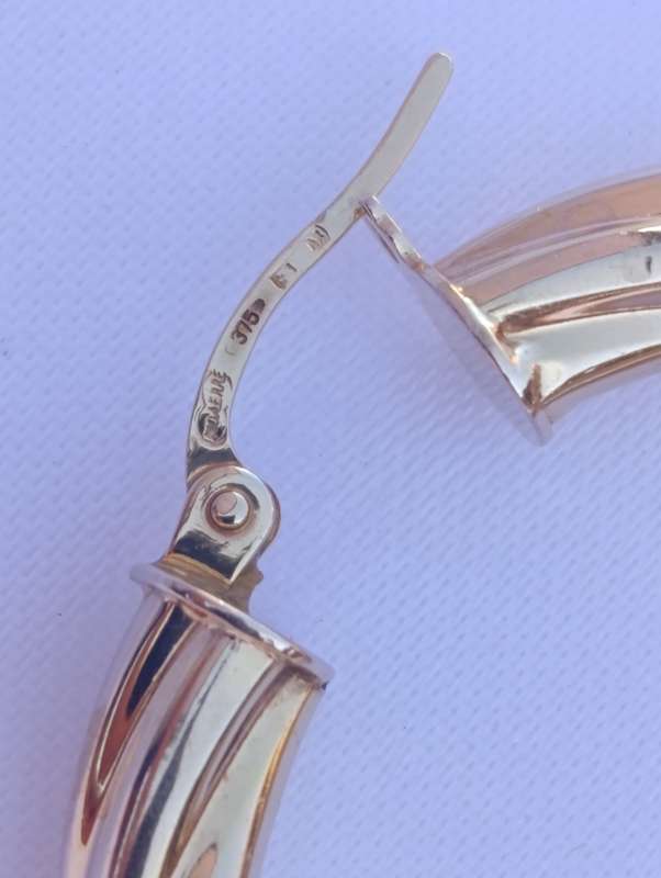 Large 9ct Gold Designer Hoop Earrings