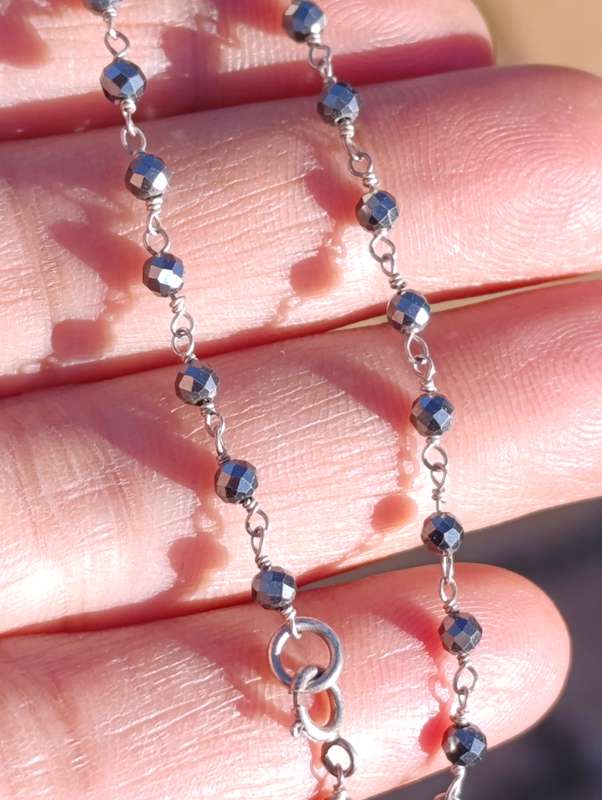Sterling Silver Black Bead Bracelet