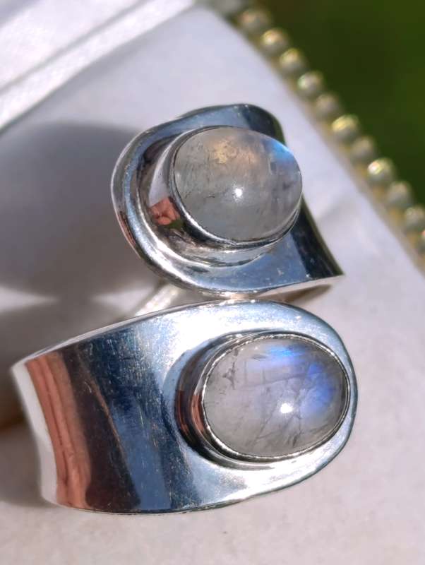 Sterling Double Moonstone Ring