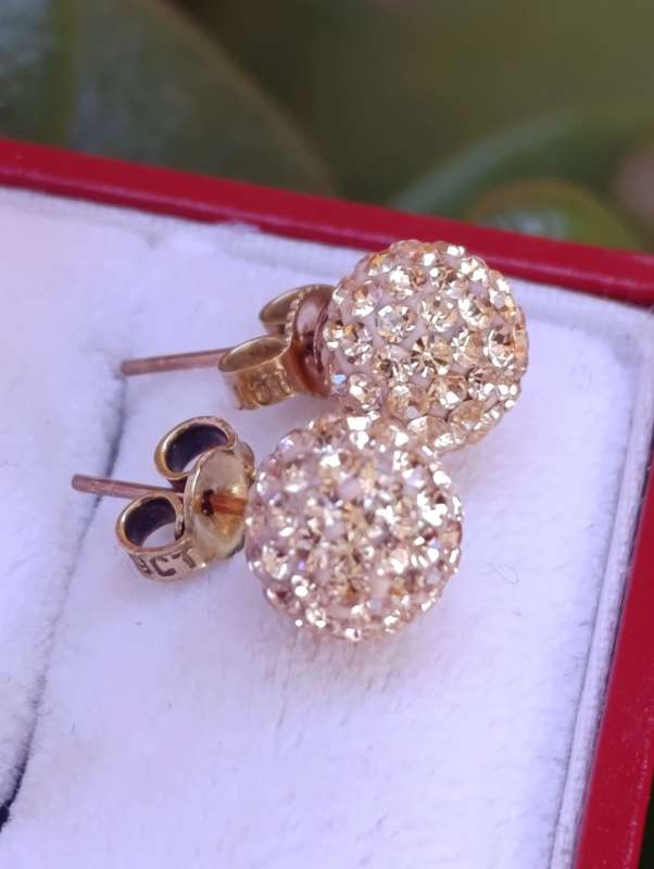 9ct Rose Gold Disco Ball Stud Earrings