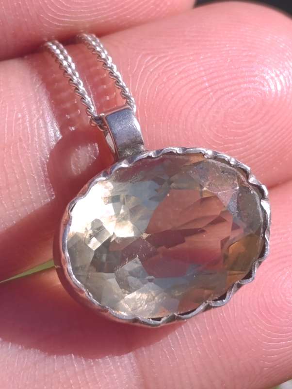 Sterling Vintage Yellow Gemstone Pendant Set
