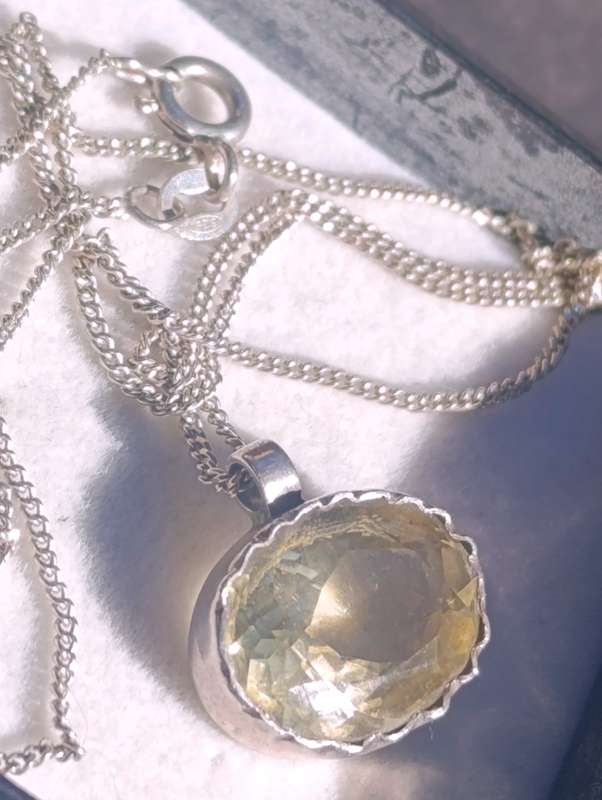 Sterling Vintage Yellow Gemstone Pendant Set