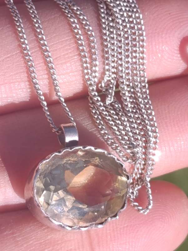 Sterling Vintage Yellow Gemstone Pendant Set