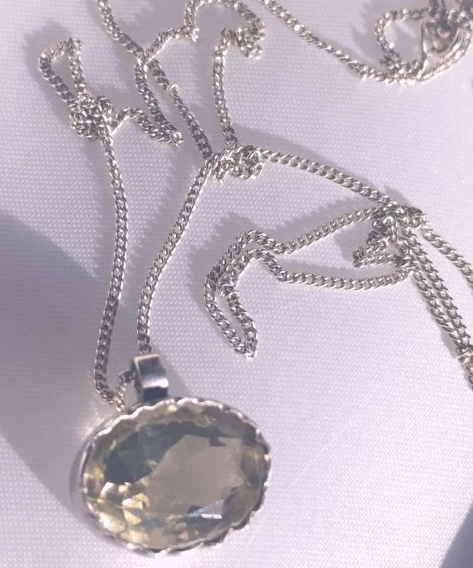 Sterling Vintage Yellow Gemstone Pendant Set