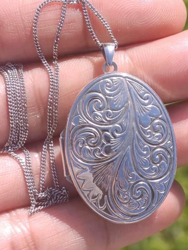 Sterling Locket and Chain Set