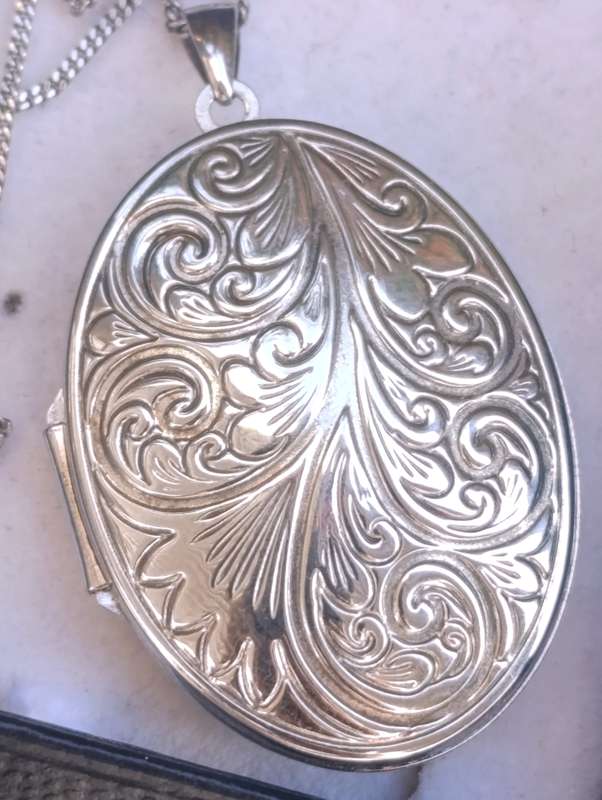 Sterling Locket and Chain Set