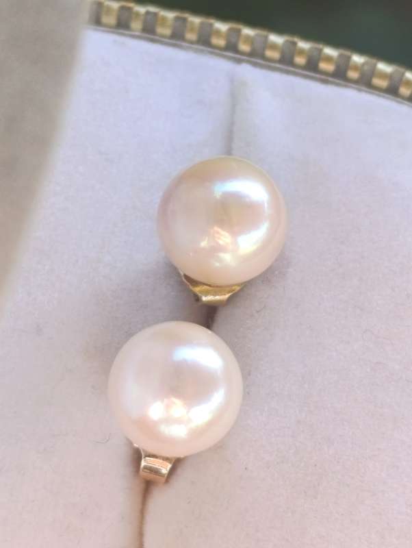 9ct Large Vintage Cultured Pearl Earrings