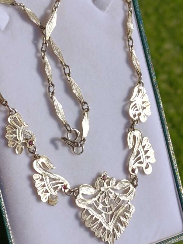 Antique Silver/ Gold Ruby Necklace