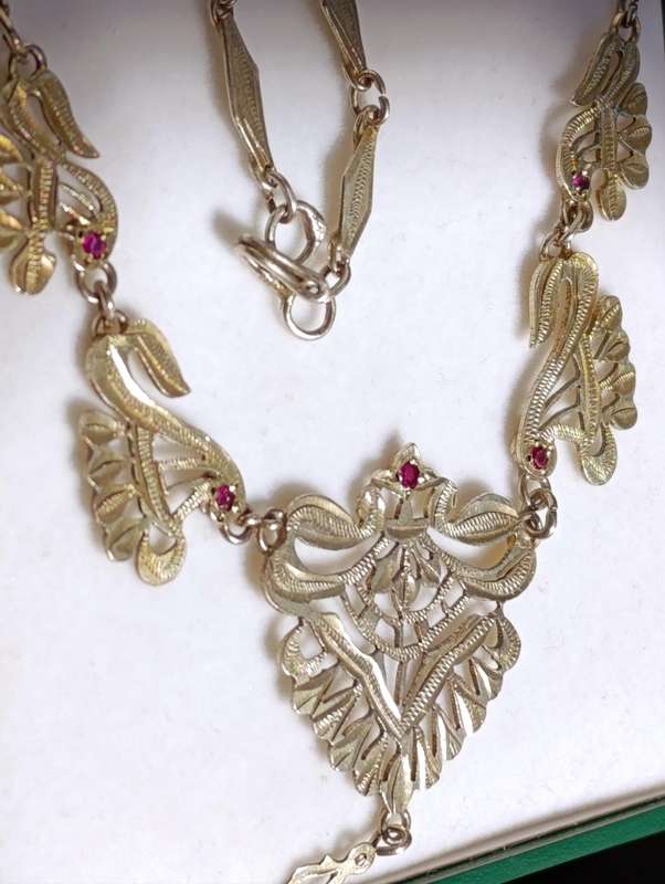 Antique Silver/ Gold Ruby Necklace