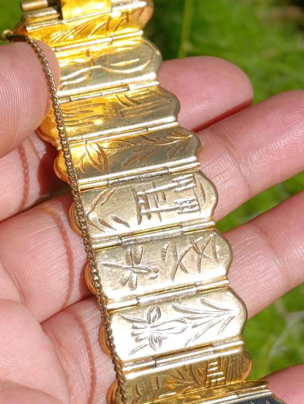 Rare Shakudo Amita Gold Inlay Bracelet Set