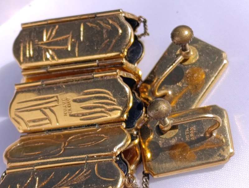Rare Shakudo Amita Gold Inlay Bracelet Set