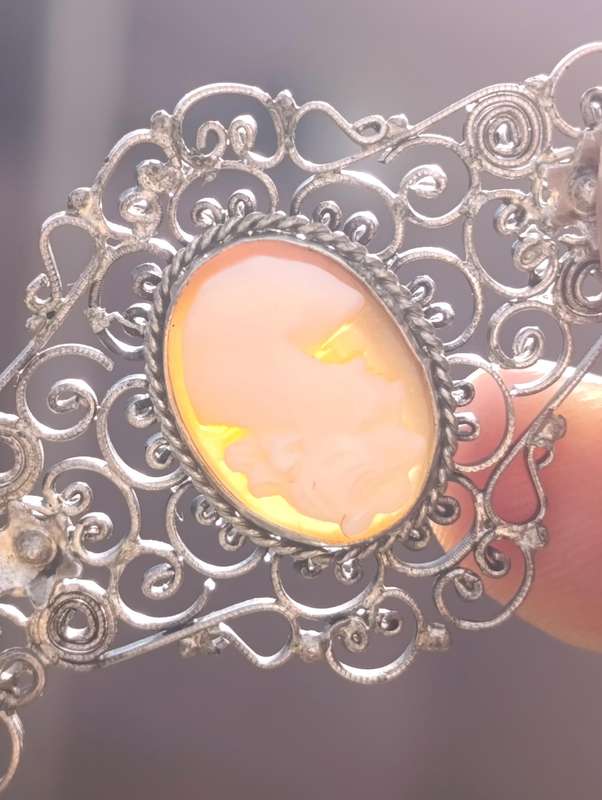 Genuine 800 Silver Cameo Bracelet Set