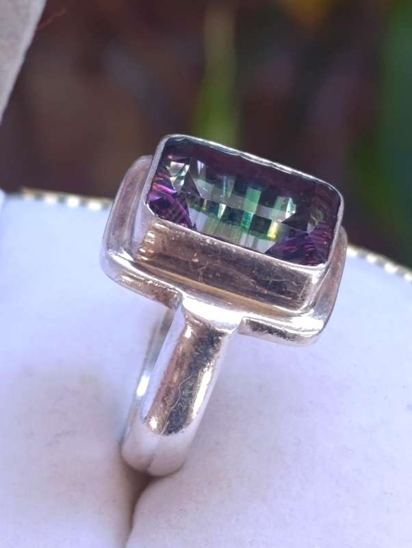Vintage Solid Mystic Topaz Ring