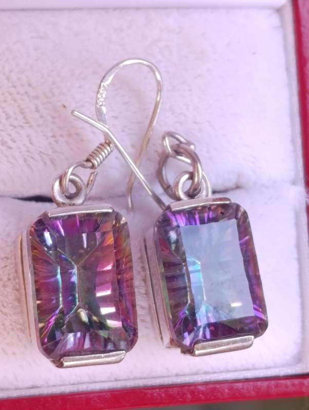 Mystic Topaz Sterling Drop Earrings
