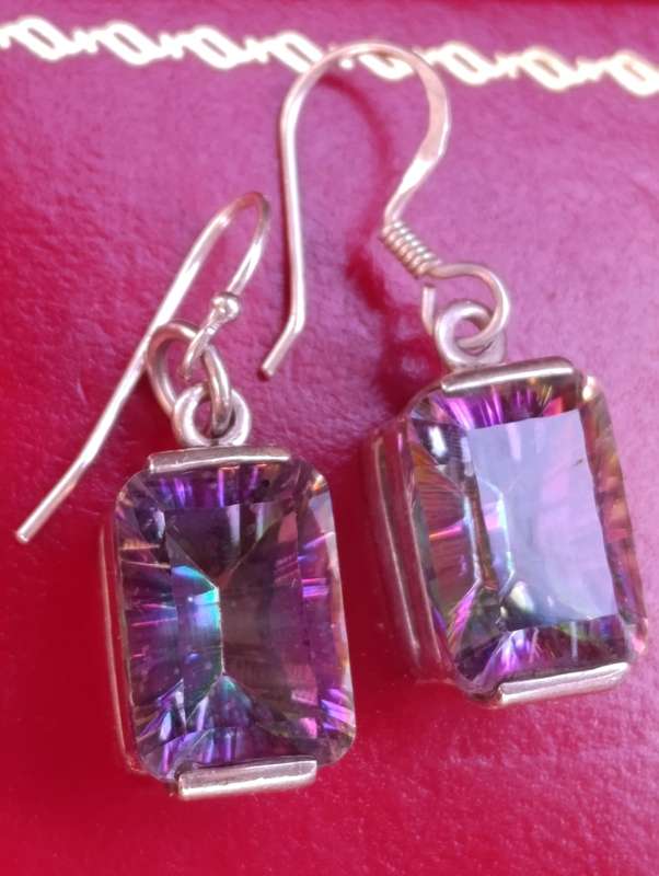 Mystic Topaz Sterling Drop Earrings