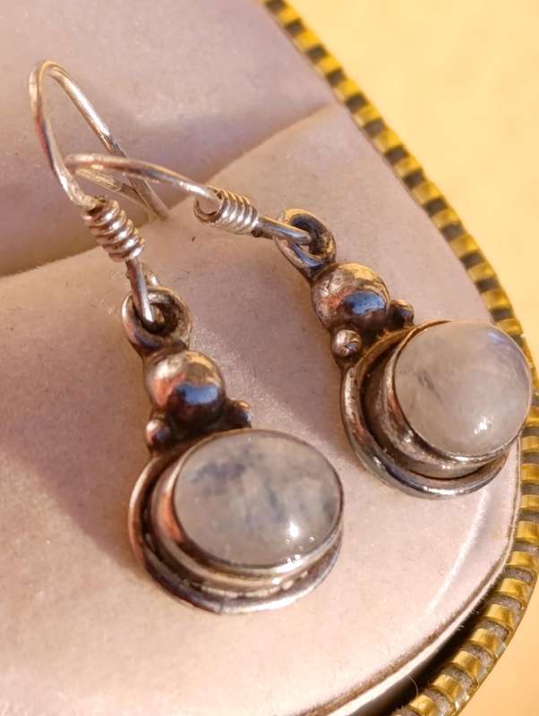Sterling Drop Moonstone Earrings