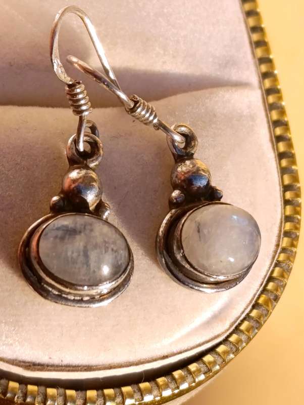 Sterling Drop Moonstone Earrings