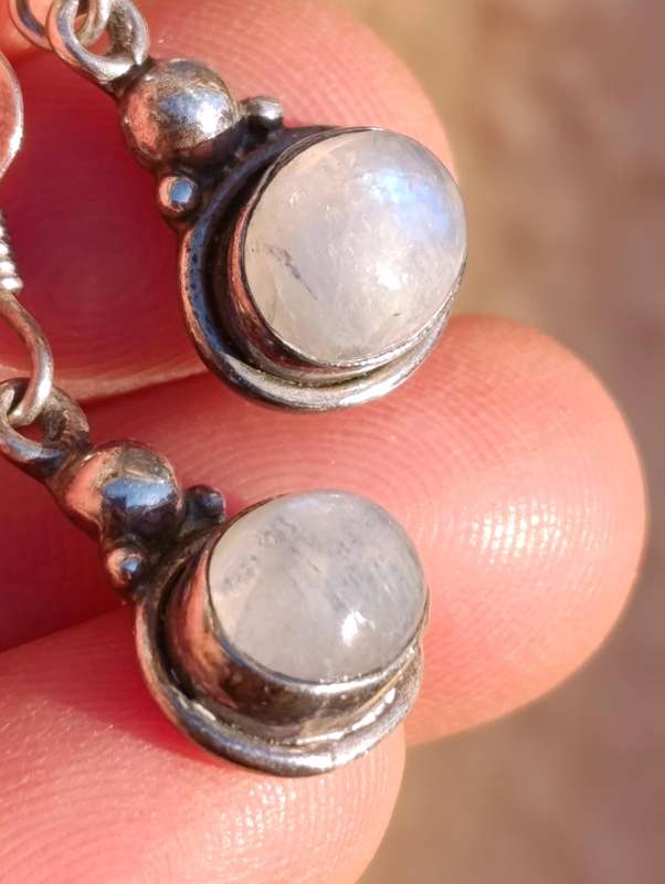 Sterling Drop Moonstone Earrings