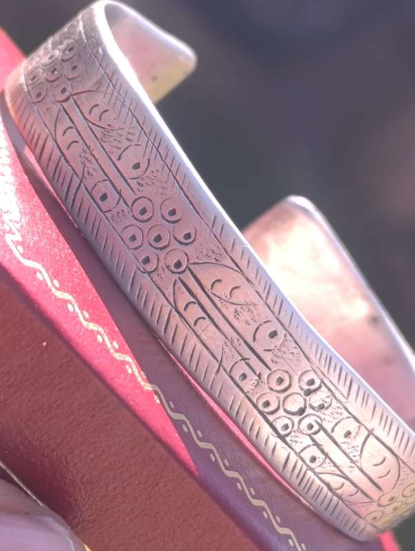 Antique Solid Silver 1.2CM Open Bangle
