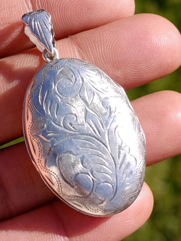 Sterling Large Floral Cutwork Locket Pendant