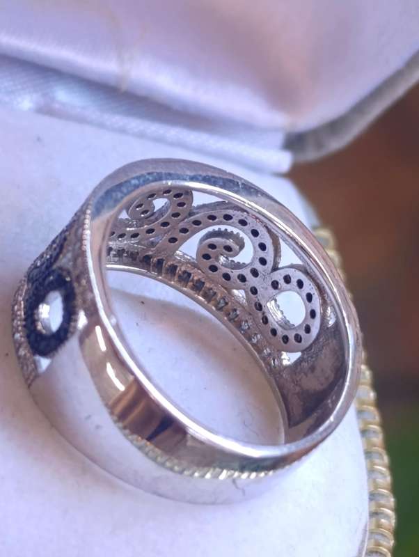 Sterling Black Studded Design Ring