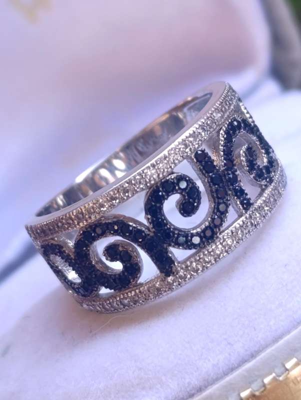 Sterling Black Studded Design Ring