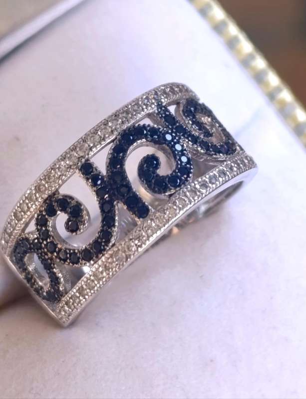 Sterling Black Studded Design Ring