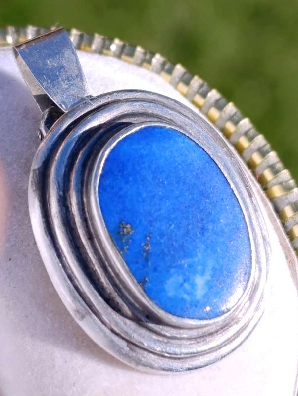 Sterling Vintage Lapis Lazuli Pendant
