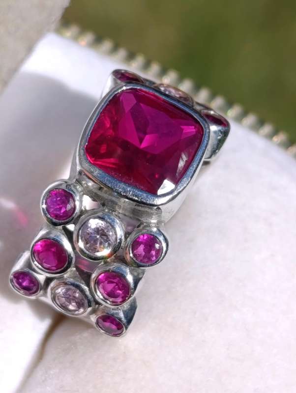 Rare Sterling Genuine Ruby Topaz Ring