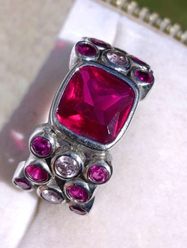 Rare Sterling Genuine Ruby Topaz Ring