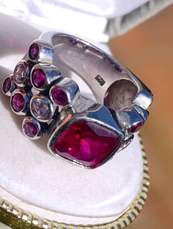 Rare Sterling Genuine Ruby Topaz Ring