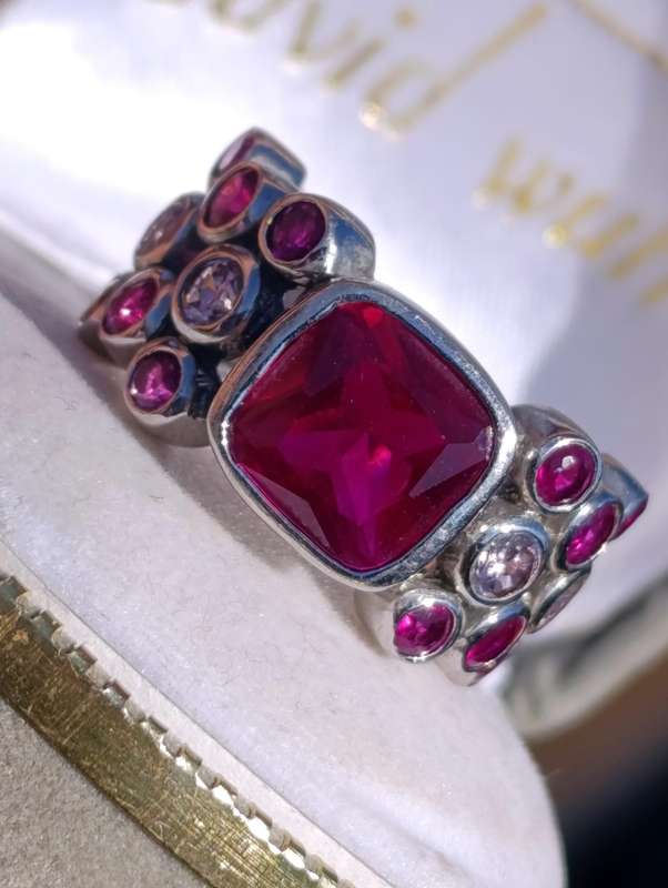 Rare Sterling Genuine Ruby Topaz Ring