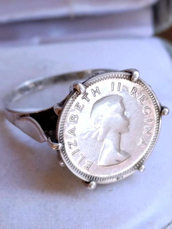 Sterling Tickey Coin Crown Ring