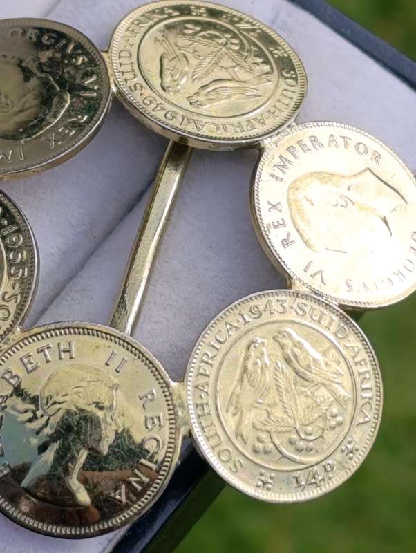 Vintage Quarter Dime Coin Scarf Buckle