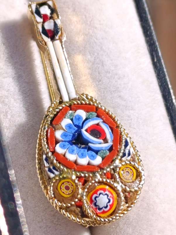 Micro Mosaic Vintage Guitar Brooch