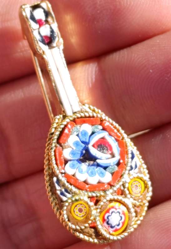 Micro Mosaic Vintage Guitar Brooch