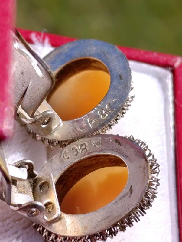 Vintage Italian Carved Cameo Earrings