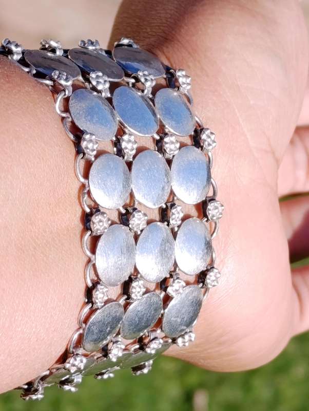 Rare Vintage Heavy Sterling Tribal Bracelet